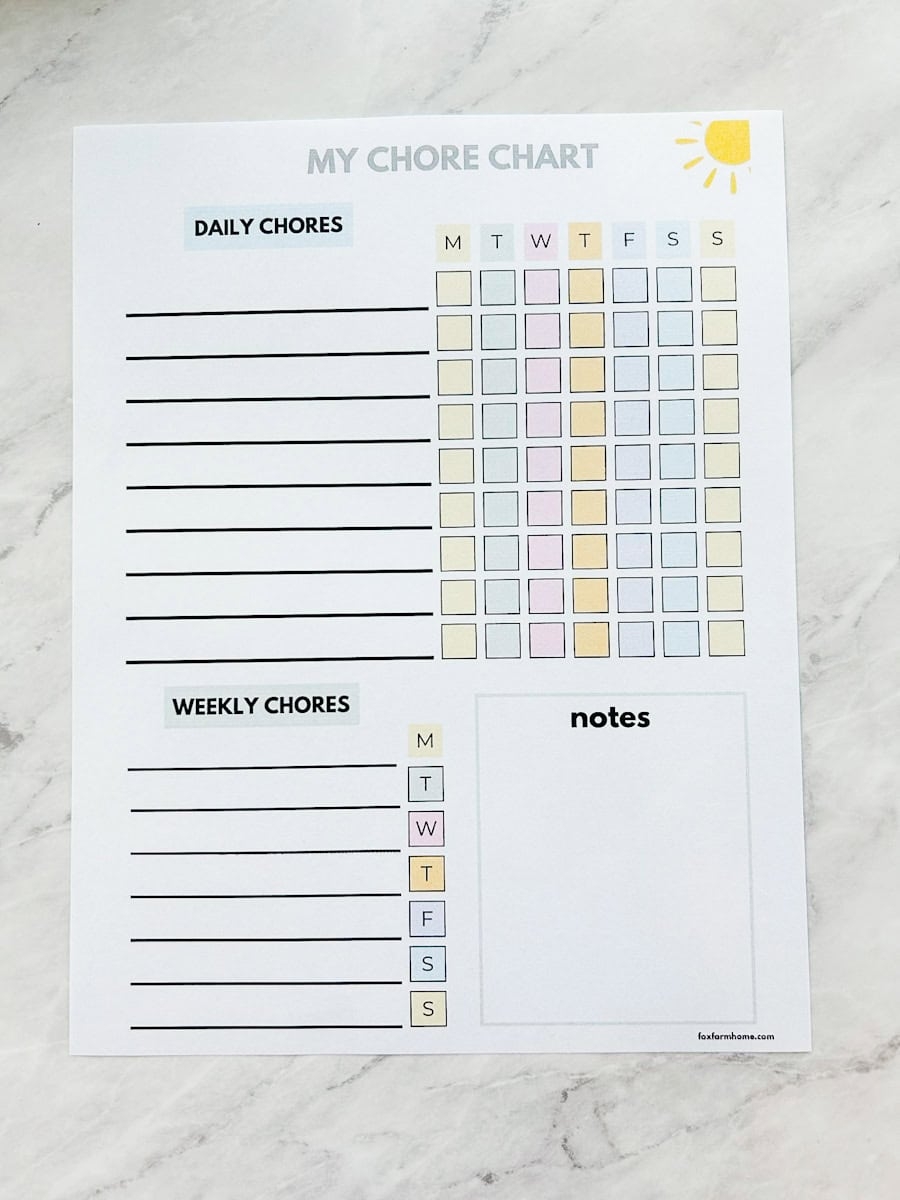 Printable Free Chore Chart Printable Free Chore Chart