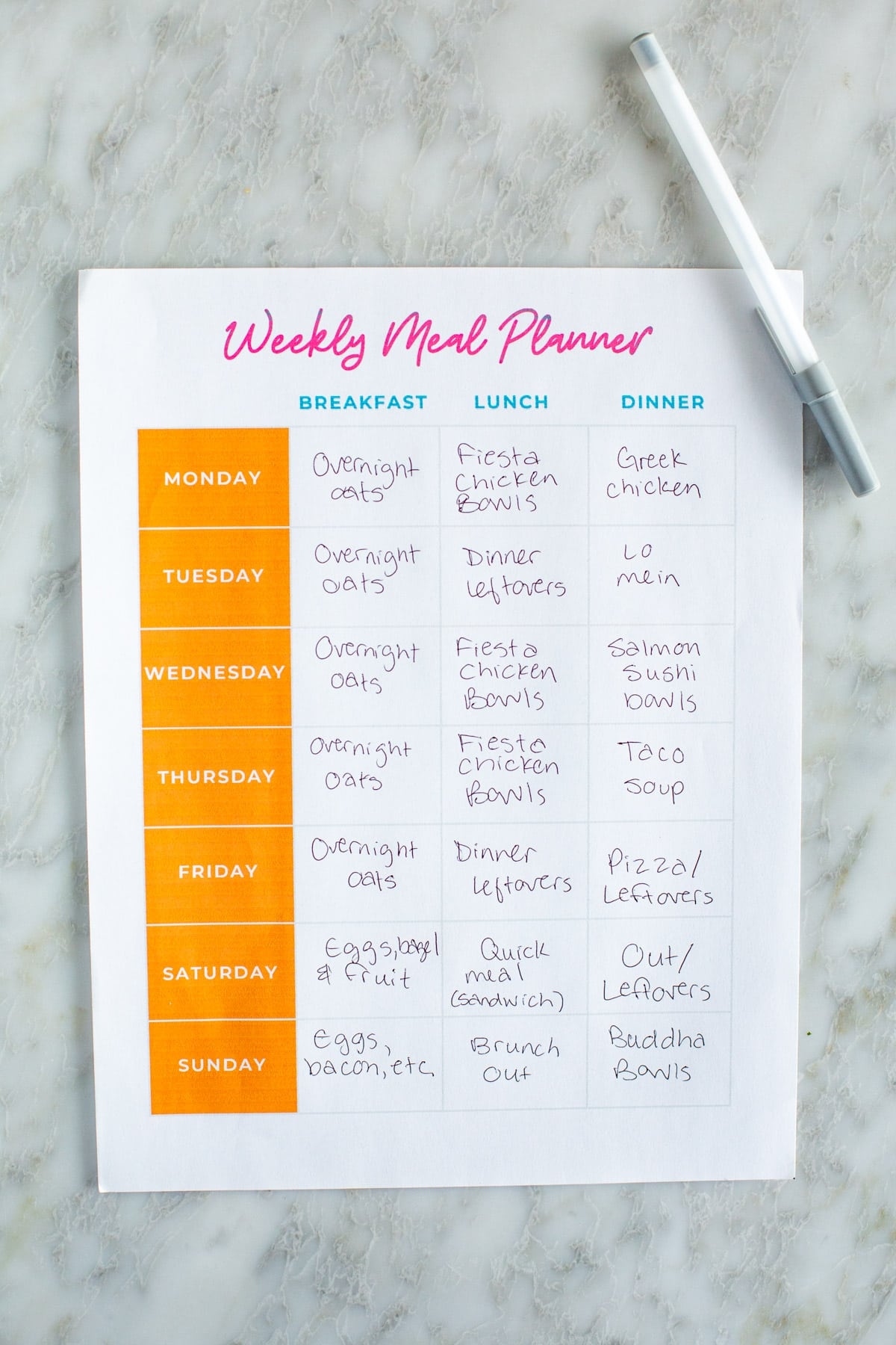 Free Printable Weekly Meal Planner Template The Girl On Bloor