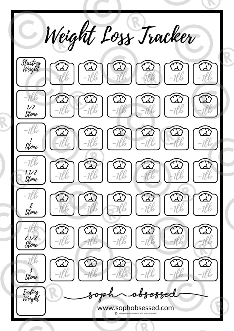 FREE Printable Weight Loss Tracker That Works Soph obsessed