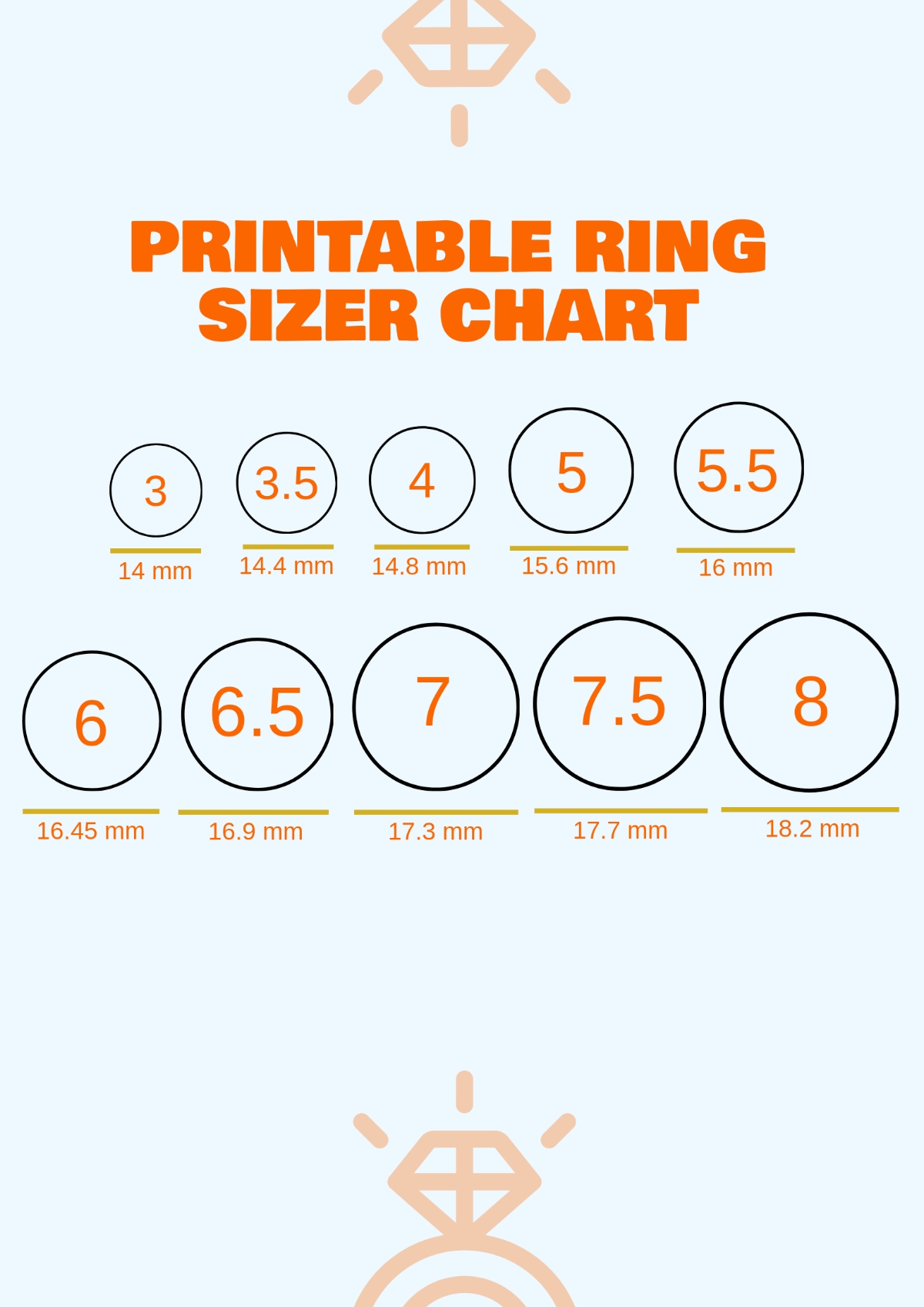 Printable Australian Ring Size Chart Printable Australian Ring Size Chart
