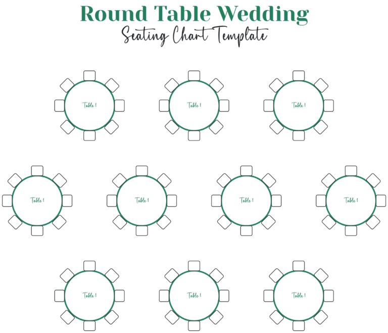 Free Round Table Wedding Seating Chart Template To Edit Online