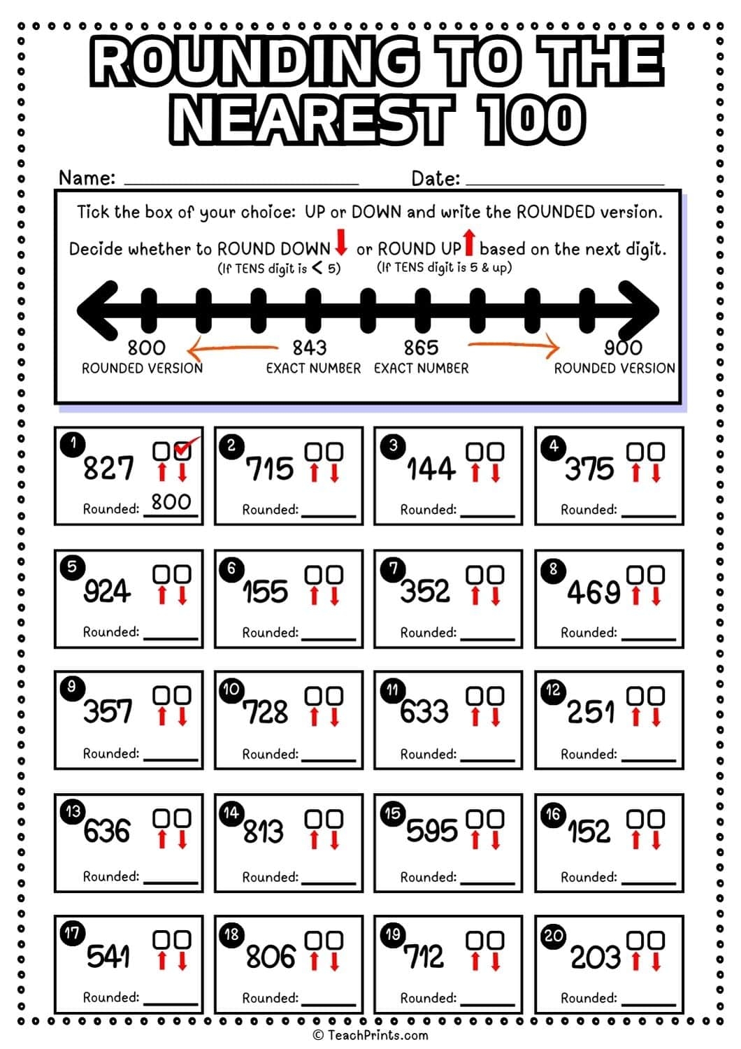 Free Rounding To The Nearest 100 Worksheets Teach Prints