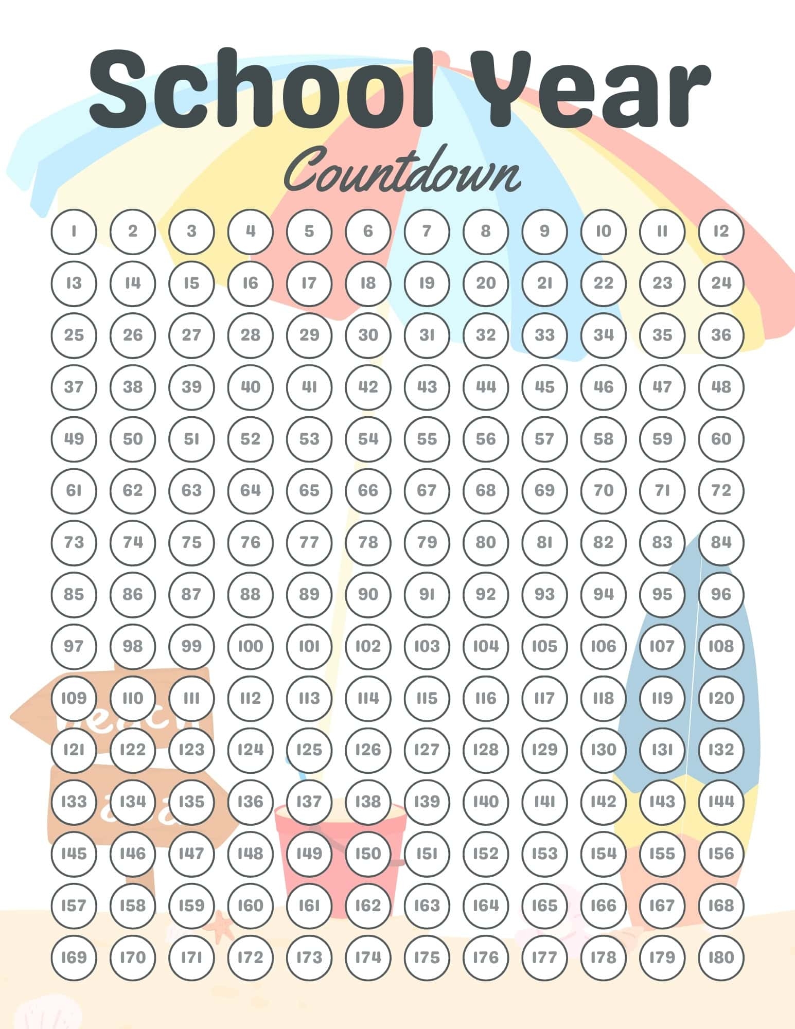 FREE School Year Countdown PDF 30 100 And 180 Days 