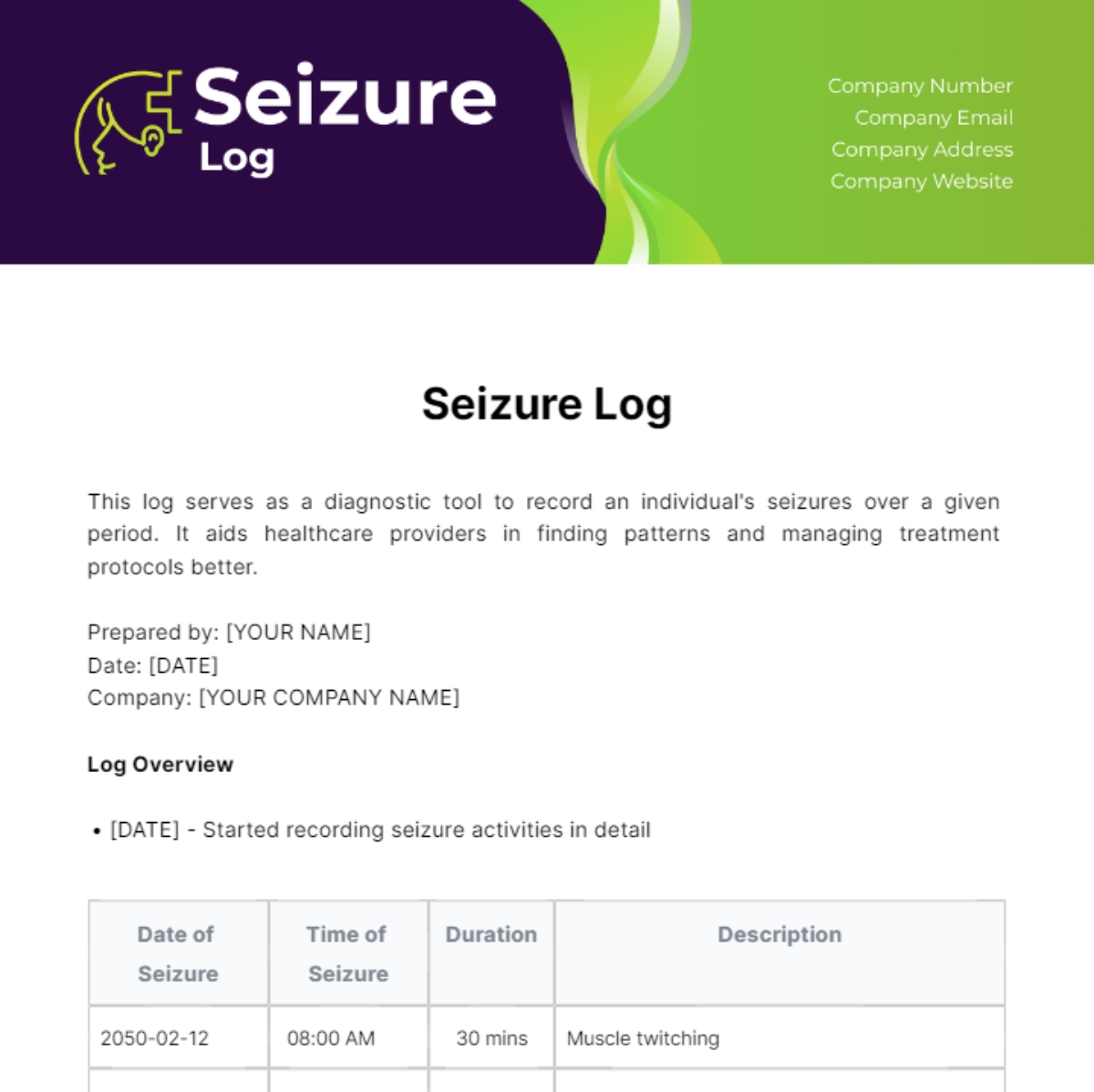 Free Seizure Log Template To Edit Online