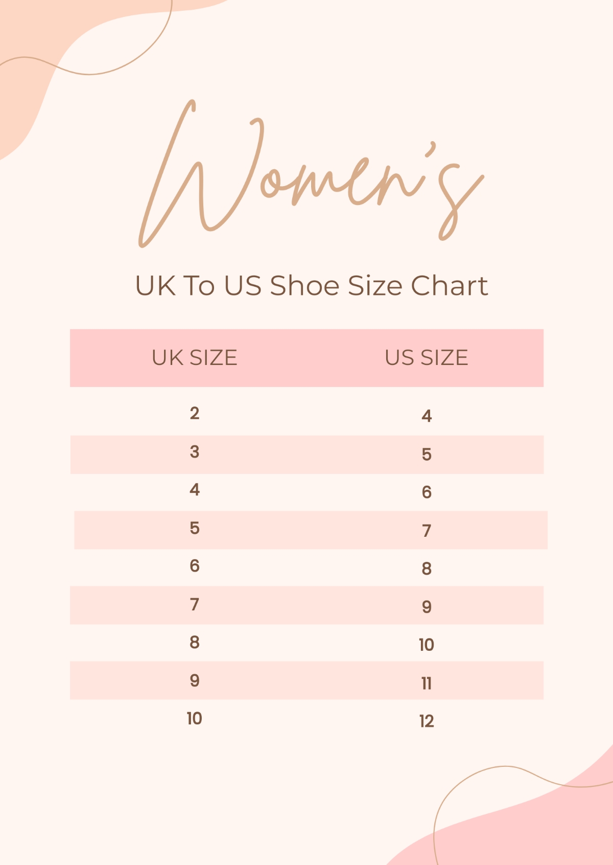 Free Shoe Size Chart Templates Editable And Printable Free Shoe Size Chart Templates Editable And Printable