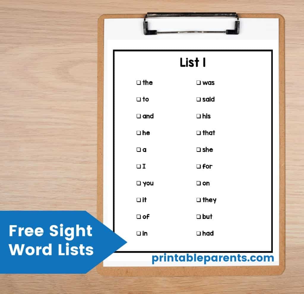 Free Sight Words List Printable Printable Parents Free Sight Words List Printable Printable Parents