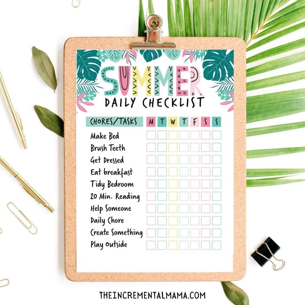 Free Summer Chore Chart To Keep Kids Busy Mom Happy