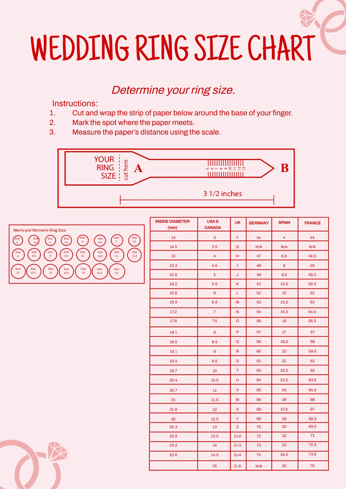 Printable Printable Ring Size Chart