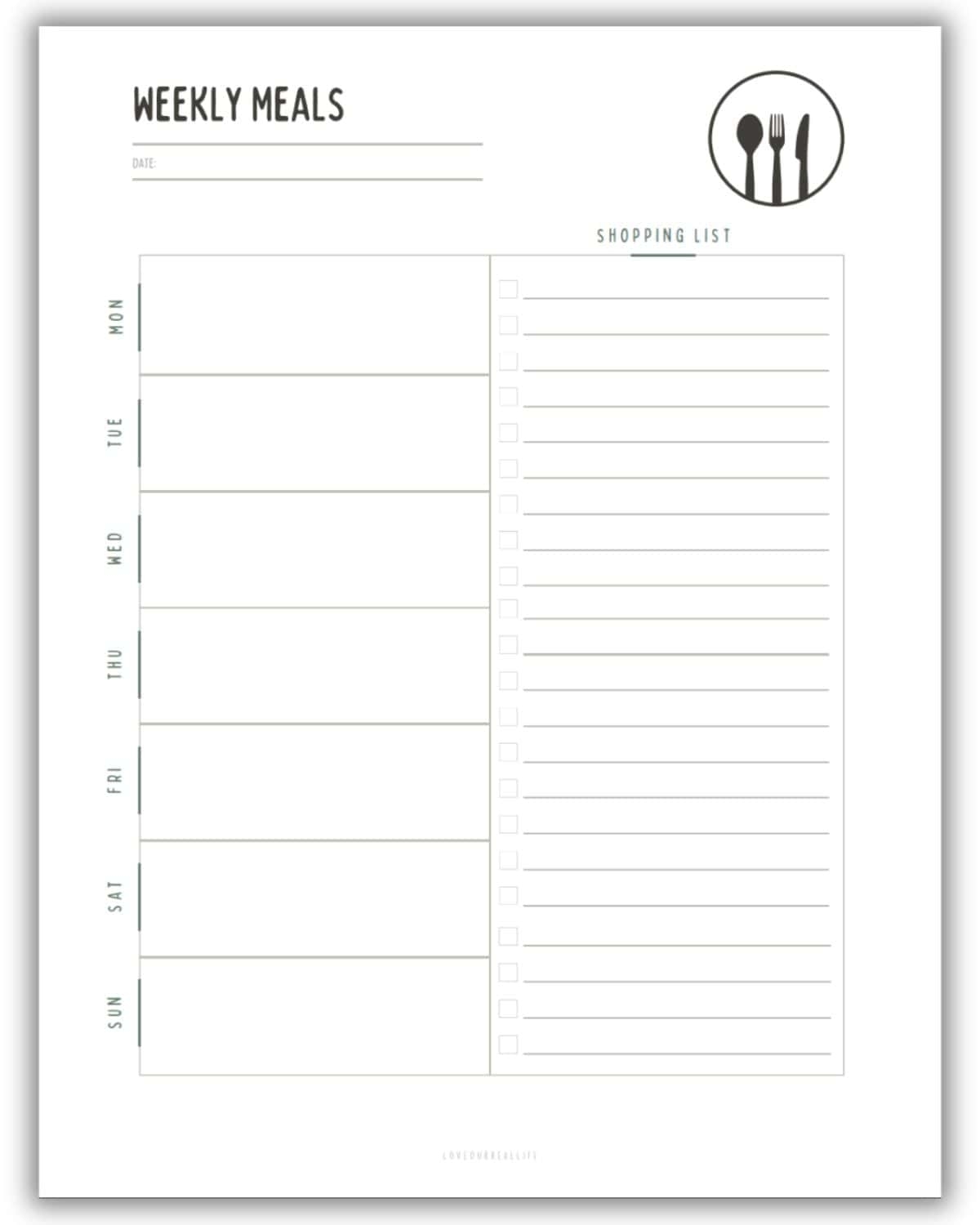 Printable Seasonal Meal Planning Chart