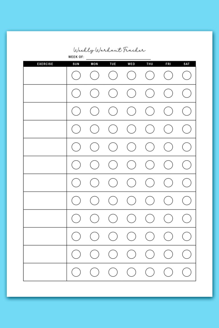 Free Workout Log Printable Sheets Daily Weekly Monthly
