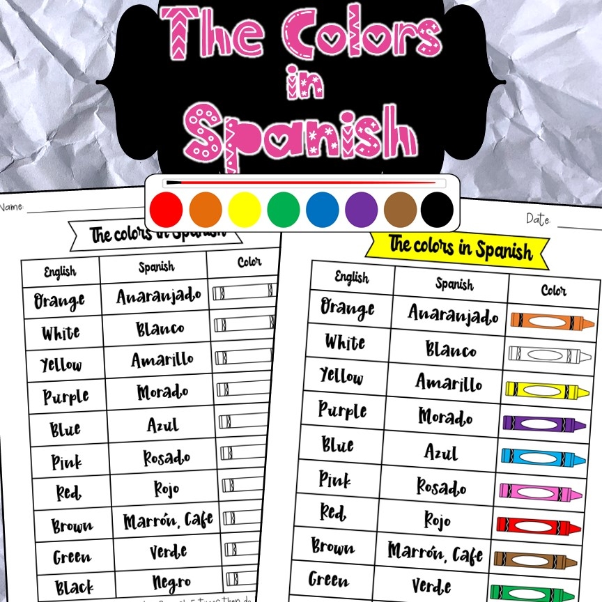 Spanish Color Chart Printable