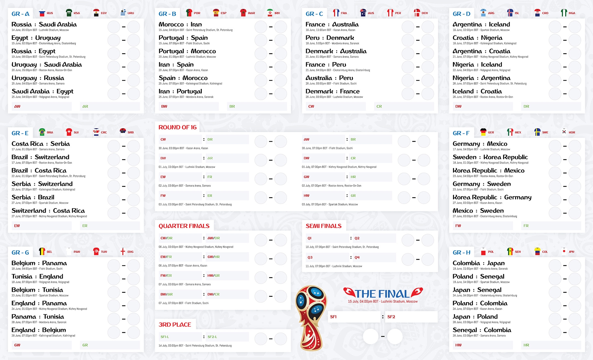 Freebie FIFA World Cup Russia 2018 Wall Chart 4 Images Behance