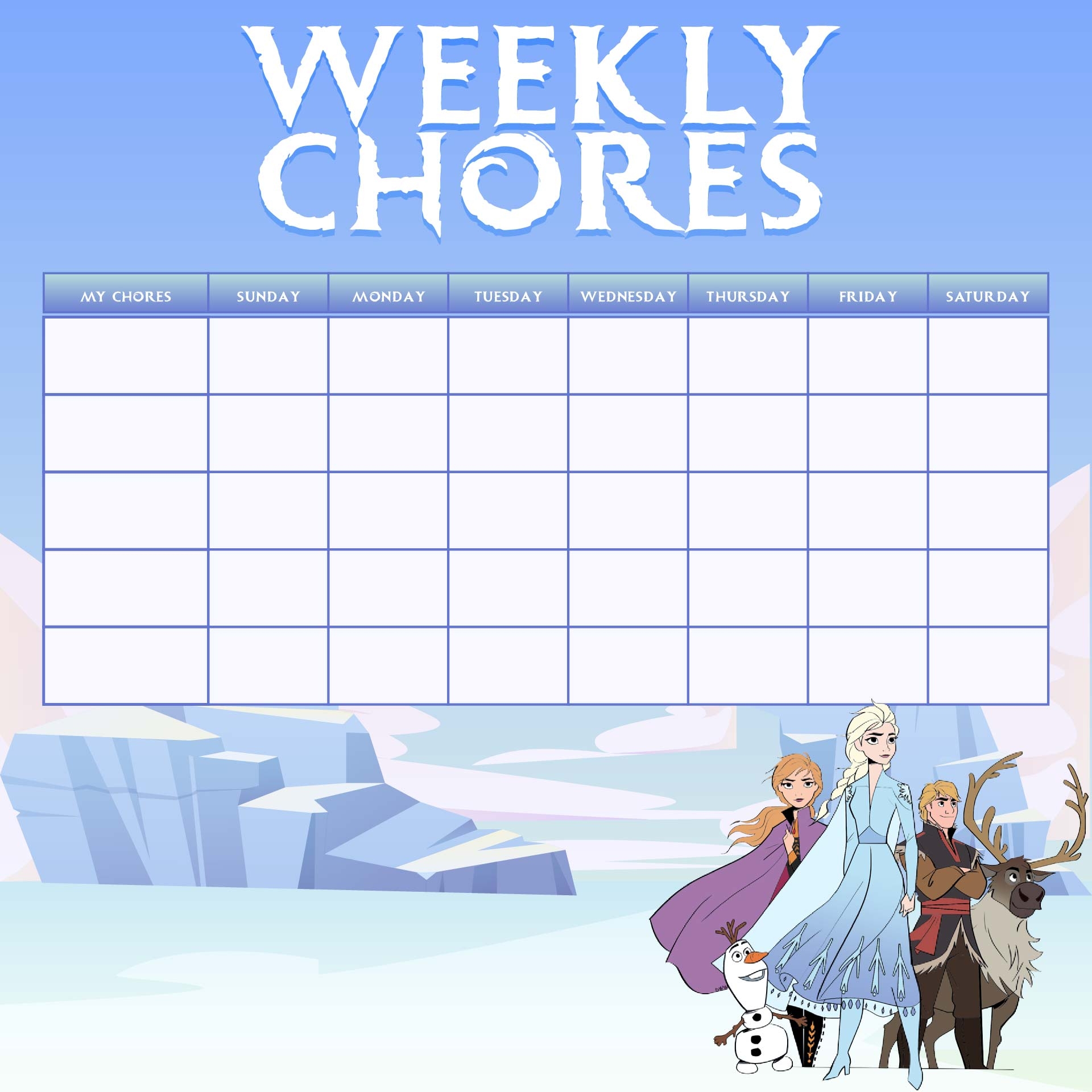 Frozen Responsibility Charts 10 Free PDF Printables Printablee