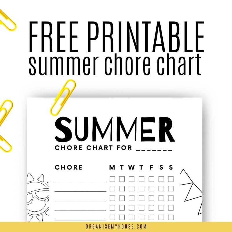 Fun Summer Chore Chart Free Printable For The Kids