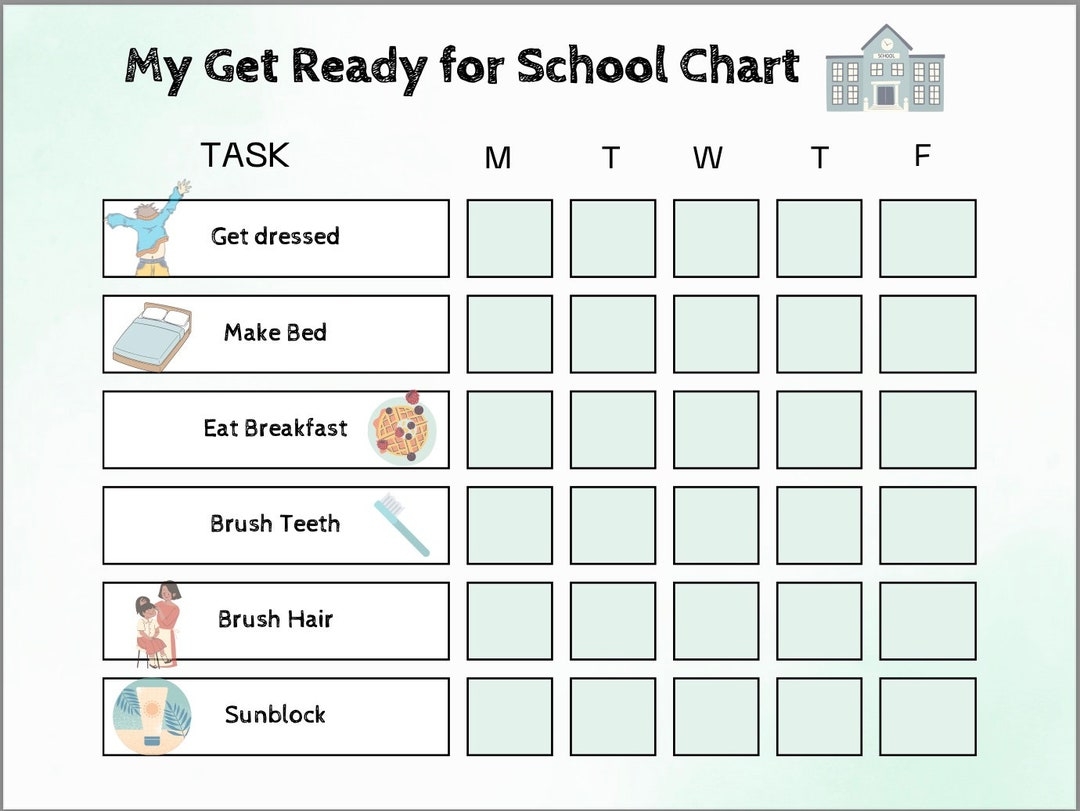 Get Ready For School Chart Etsy Get Ready For School Chart Etsy