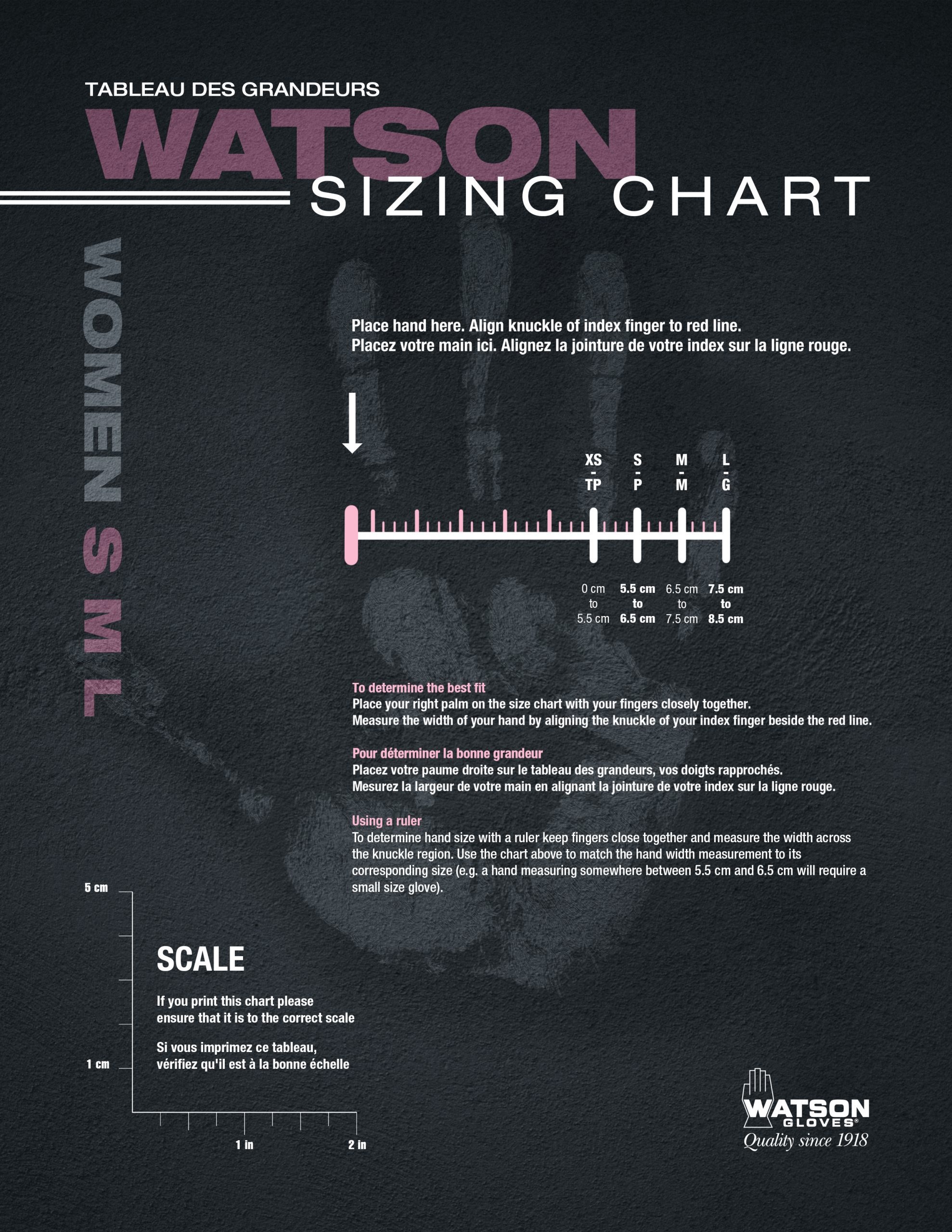 Glove Sizing Chart Watson Gloves