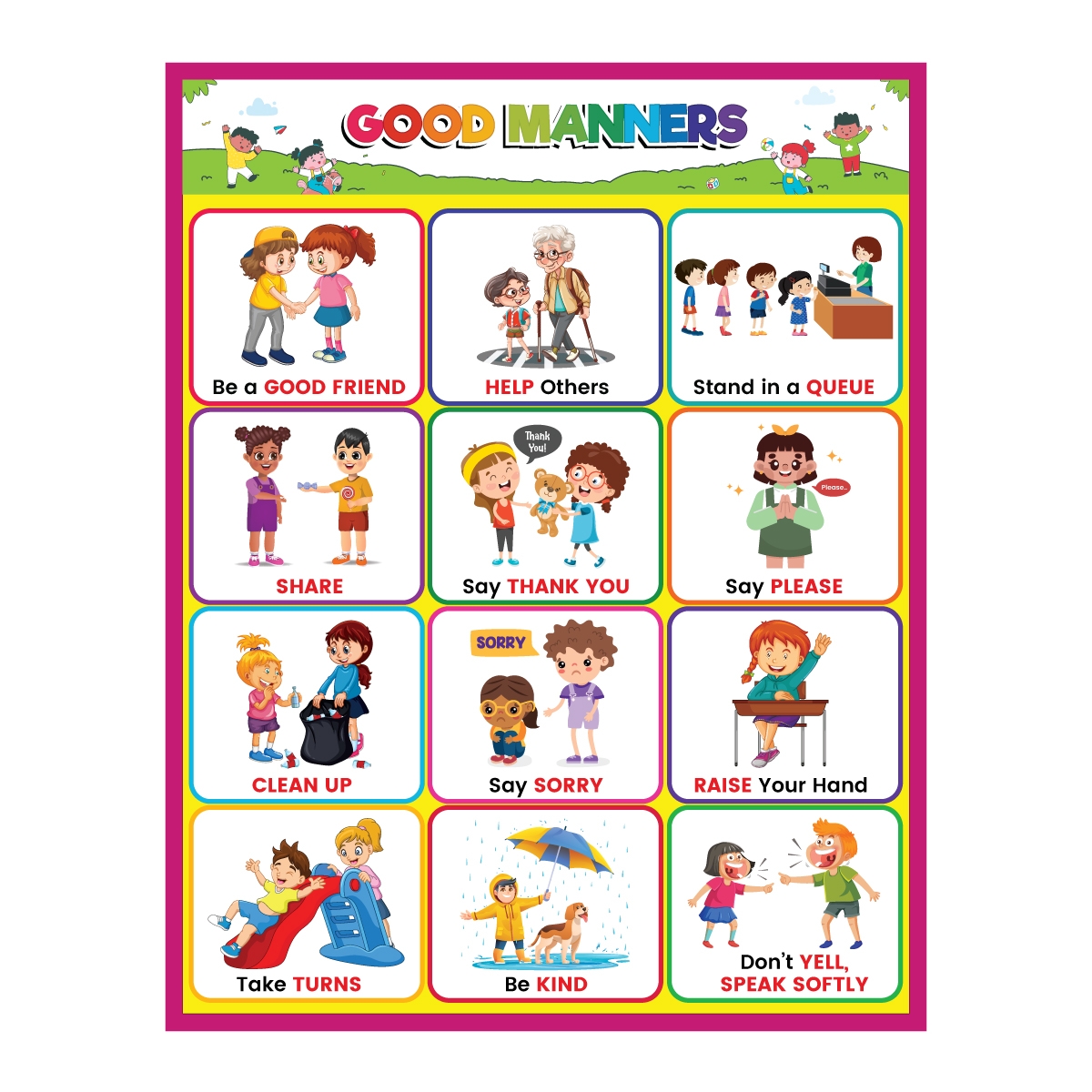 Good Manners Educational Poster For Kids Reusable Classroom Chart