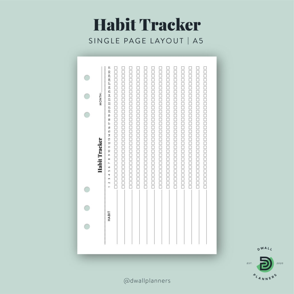 Habit Tracker Printable Insert A5