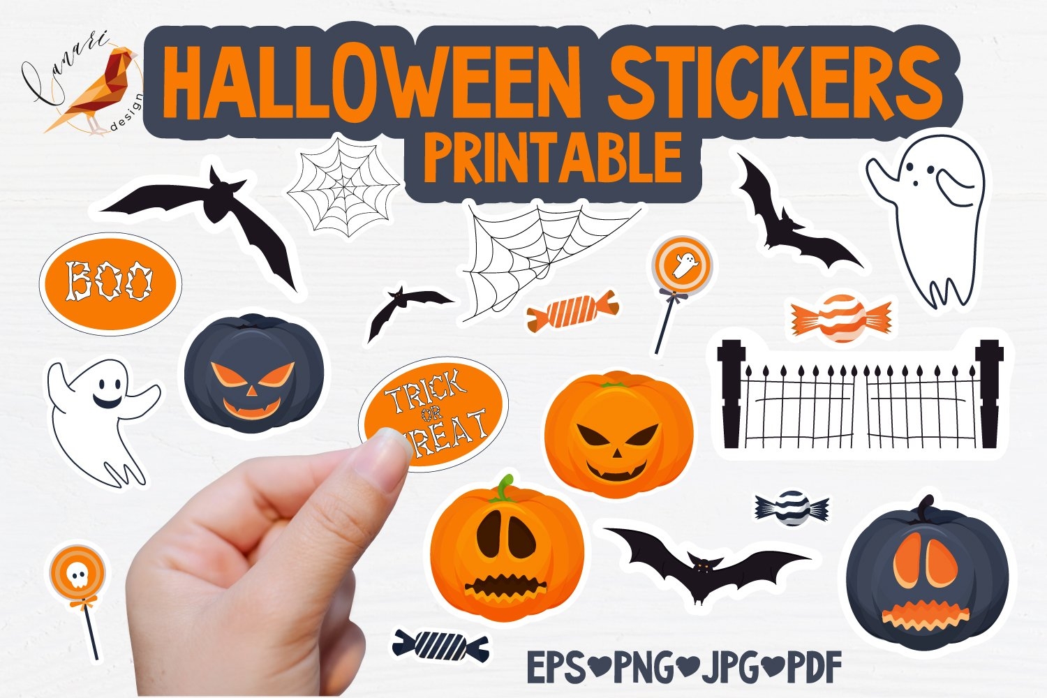 Halloween Boo Printable Stickers PDF PNG