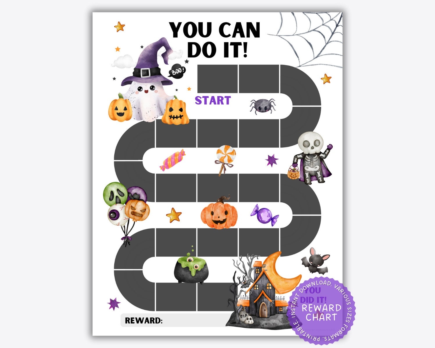 Halloween Reward Chart Kids Fall Habit Tracker printable PDF Etsy
