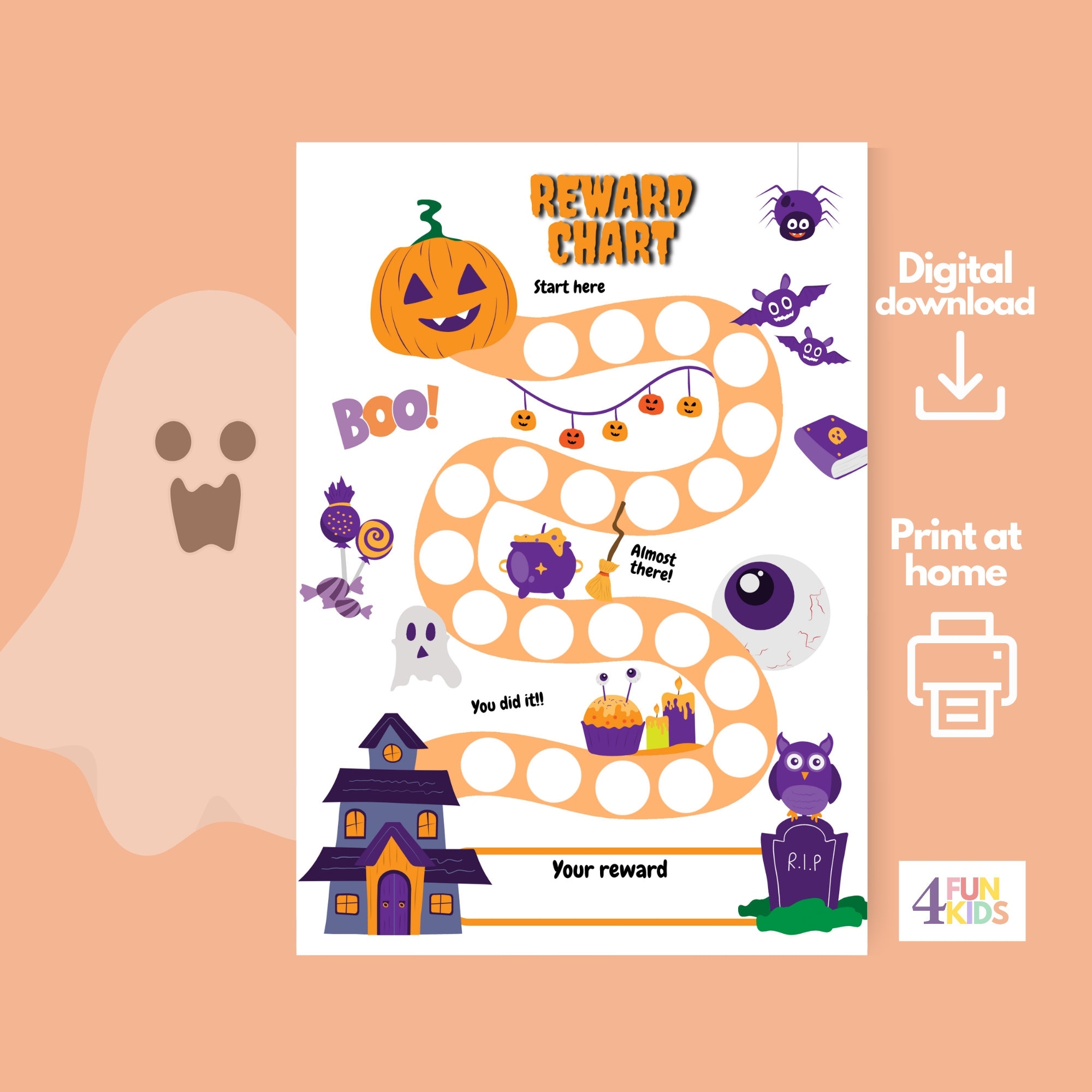 HALLOWEEN Reward Chart Printable Halloween Behavior Chart Daily Chore Chart Kids Routine Sticker Chart Halloween Reward Countdown Etsy