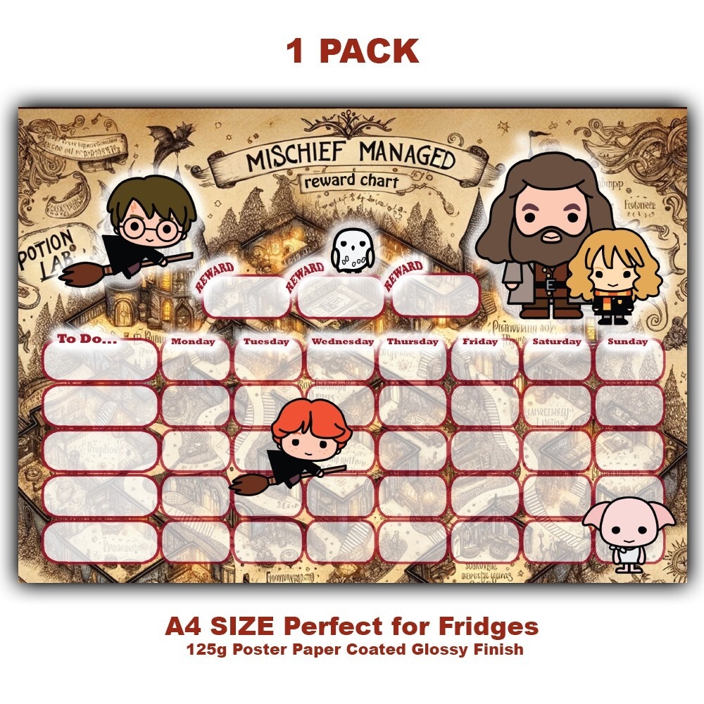 Harry Potter Mischief Managed Behaviour Reward Chart 100 Gold Star Stickers EBay