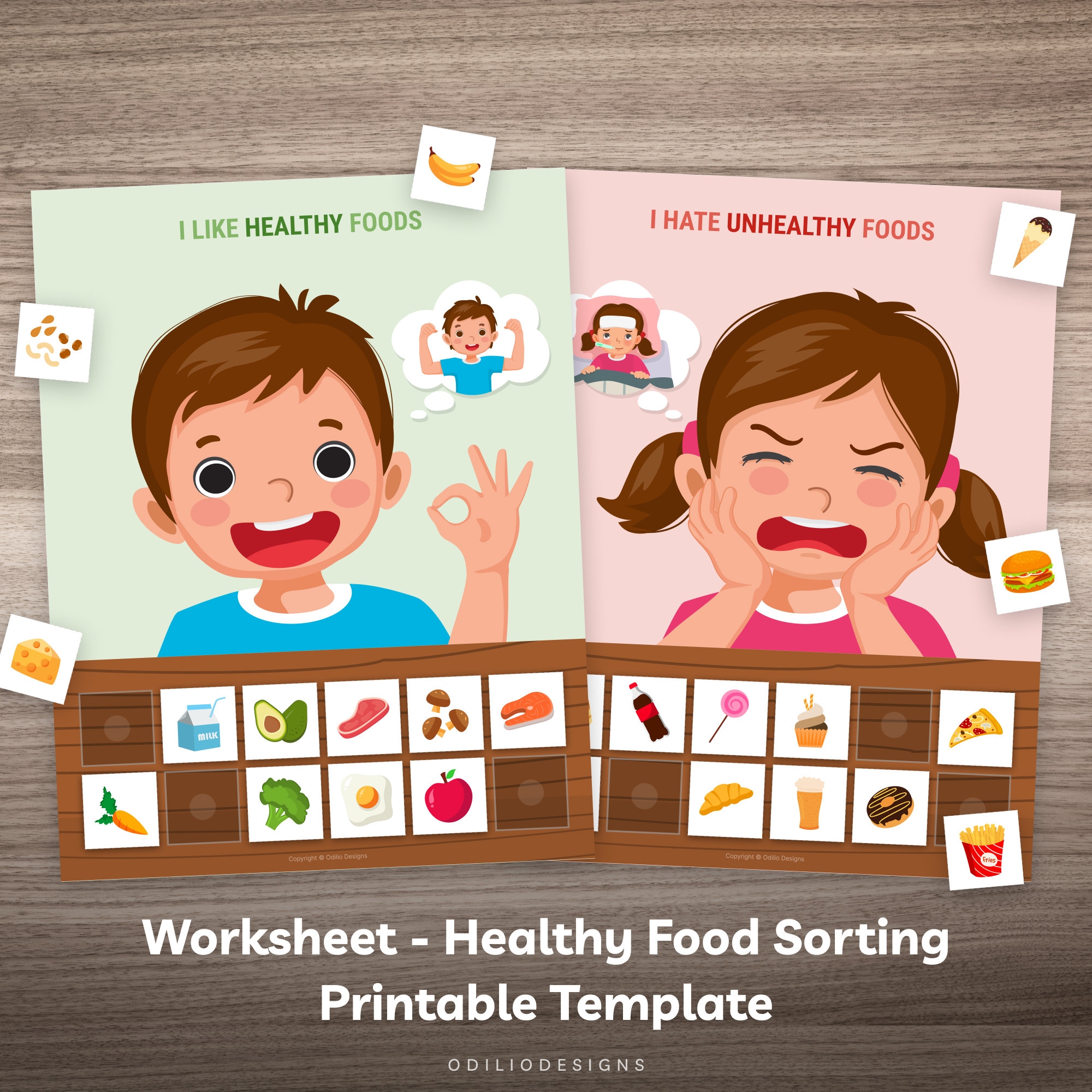 Healthy Unhealthy Foods Sorting Activity For Preschool Kindergarten Kids Learning Go Vs Whoa Food Chart Printable Busy Book Worksheet Page Etsy