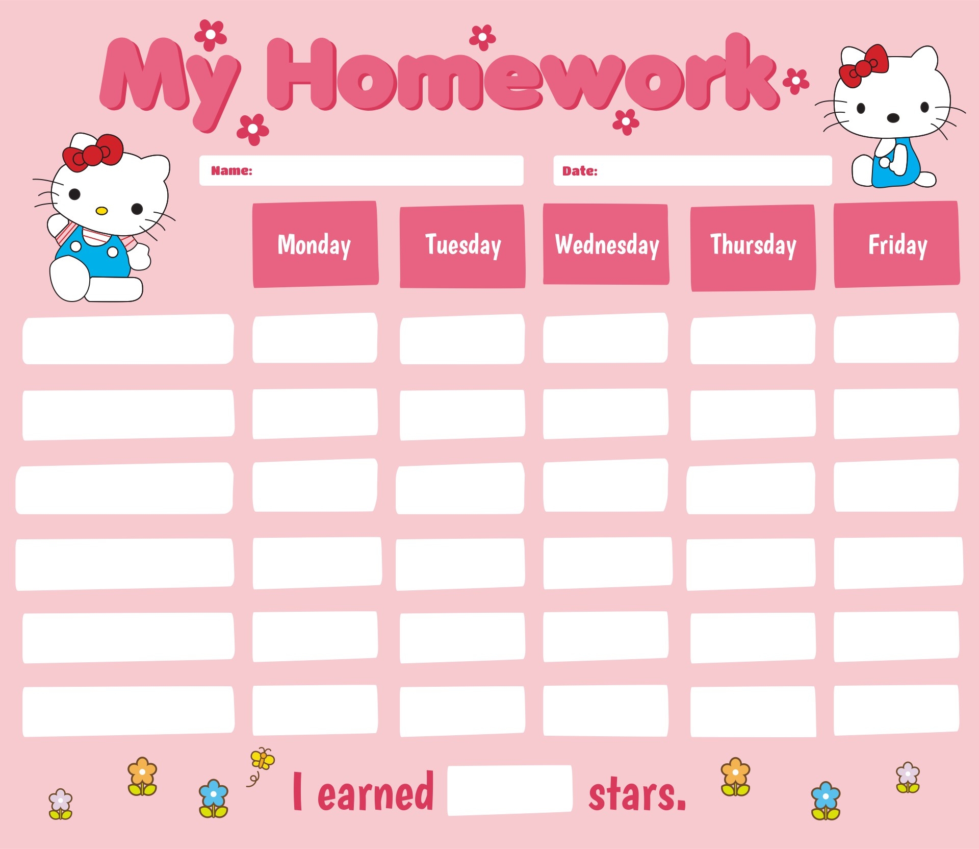 Hello Kitty Chore Chart Free Printable Hello Kitty Chore Chart Free Printable