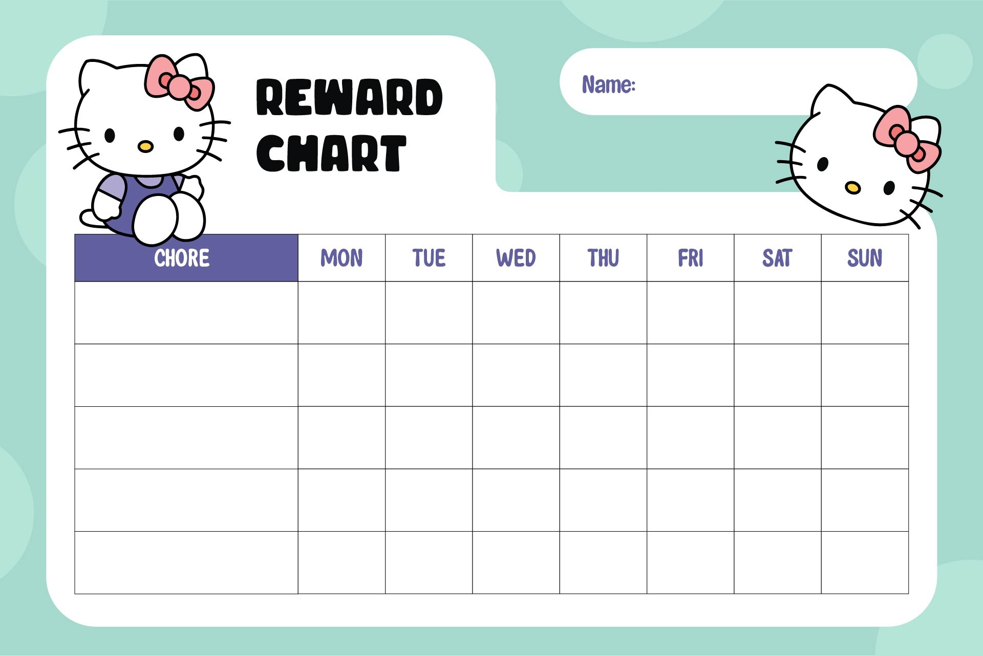 Hello Kitty Chore Chart 10 Free PDF Printables Printablee