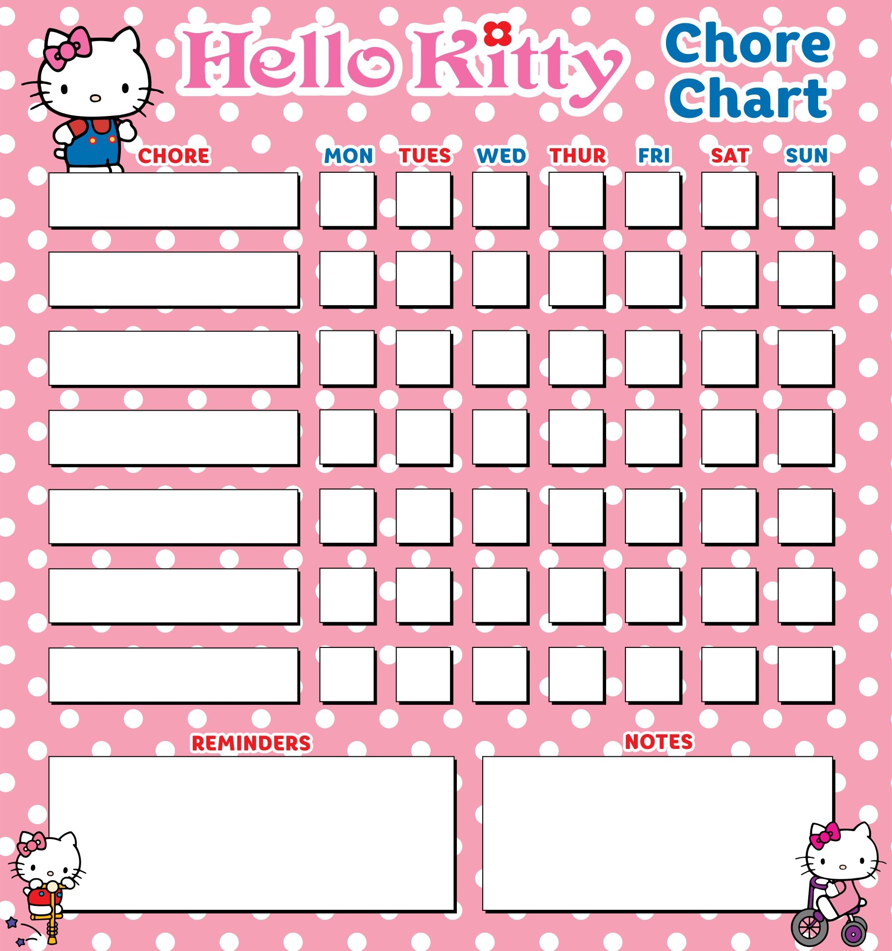 Hello Kitty Chore Chart 10 Free PDF Printables Printablee