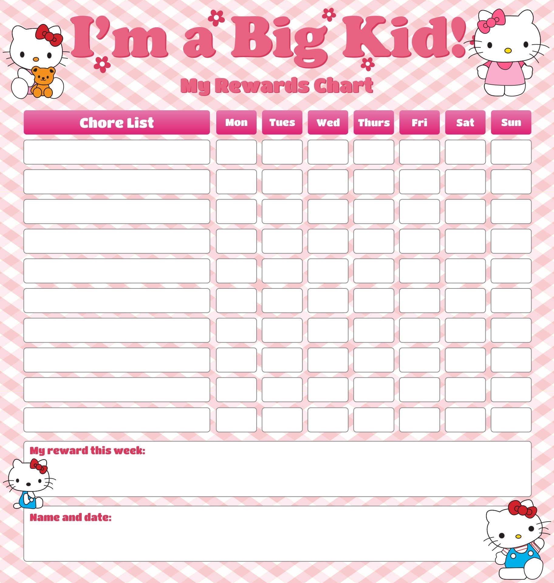 Free Printable Hello Kitty Potty Chart