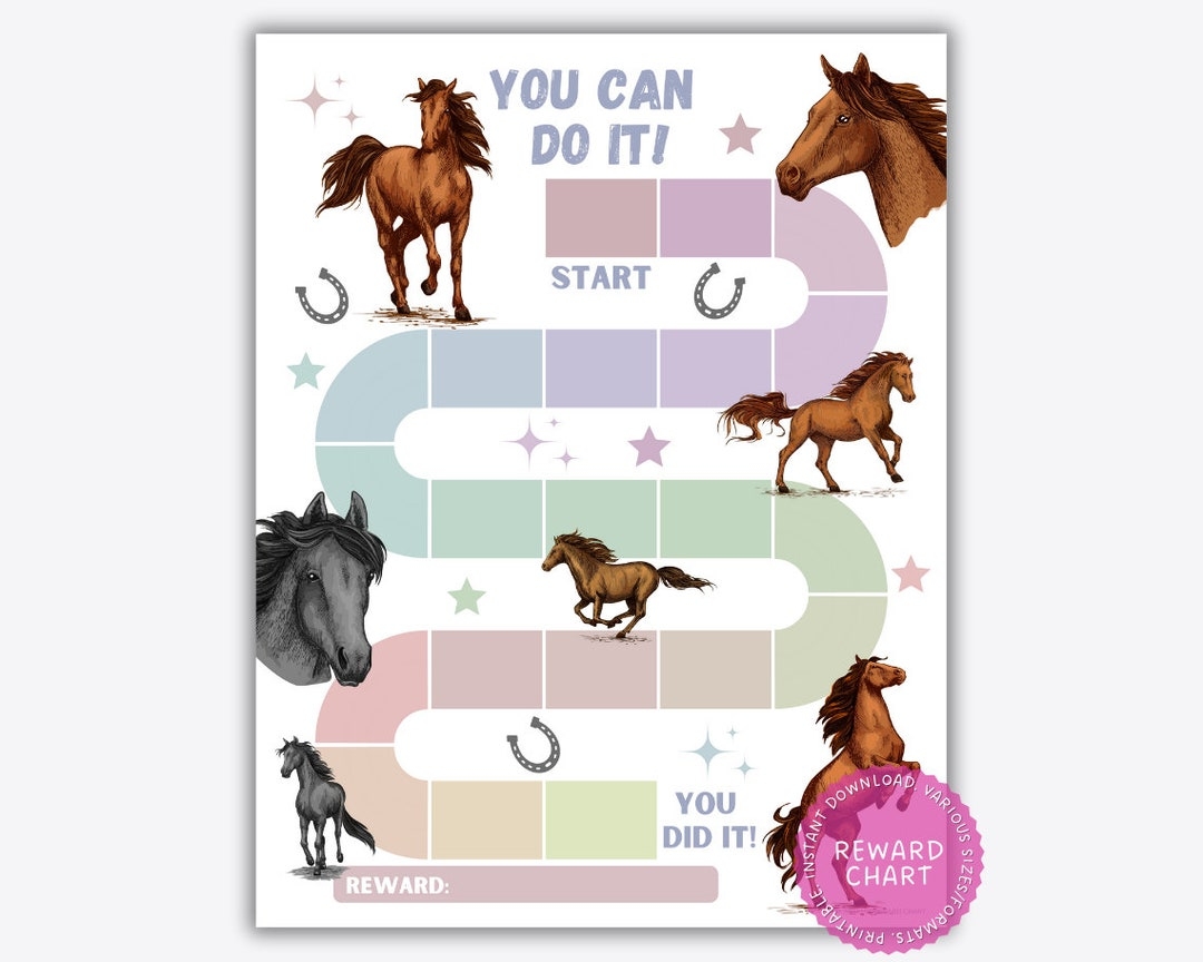Horse Reward Chart Kids Goal Tracker Classroom Behavior printable PDF Etsy