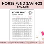 House Fund Savings Tracker Printable Money Saving Challenge PDF Etsy