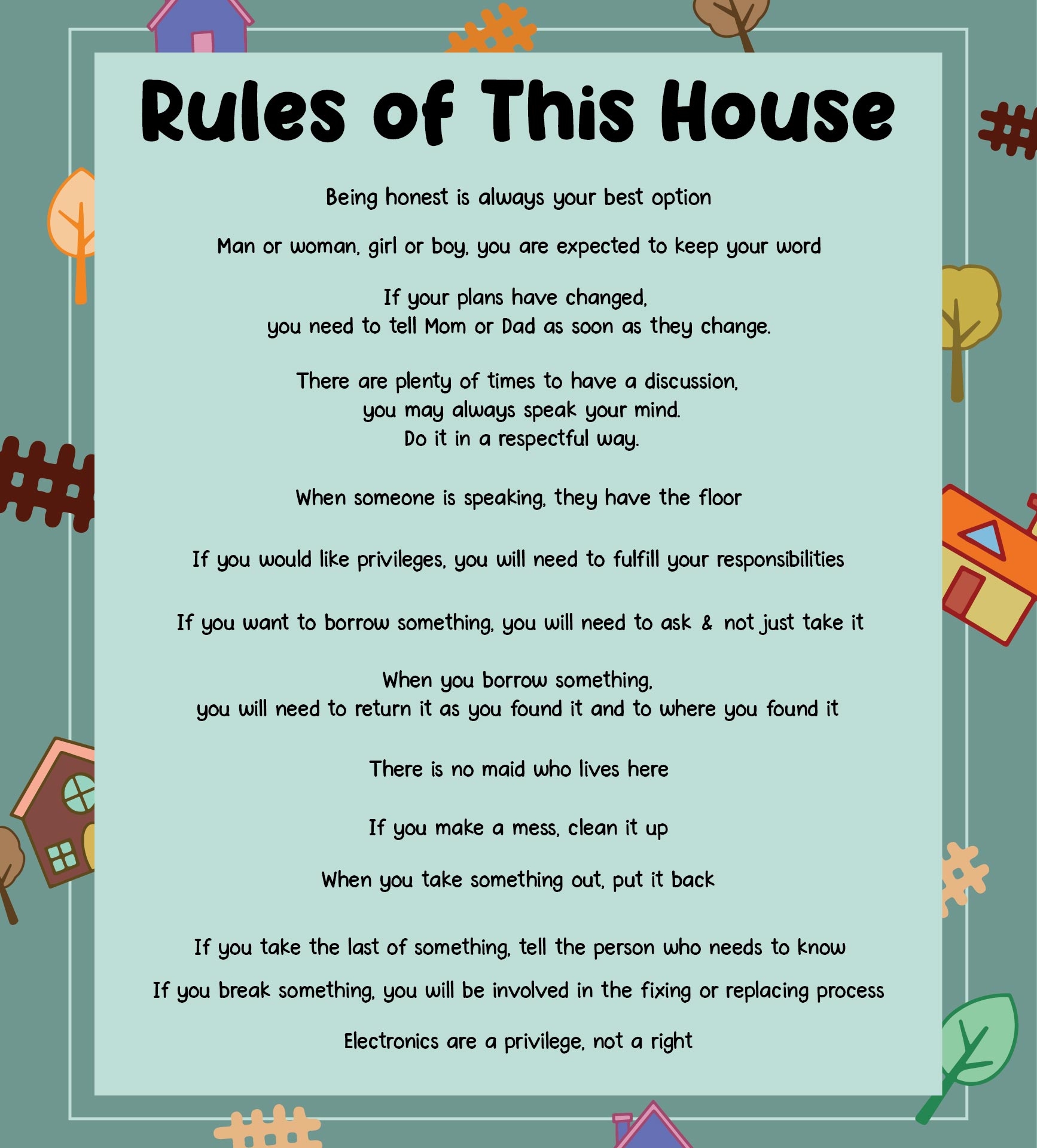 Household Rules 10 Free PDF Printables Printablee Household Rules 10 Free PDF Printables Printablee