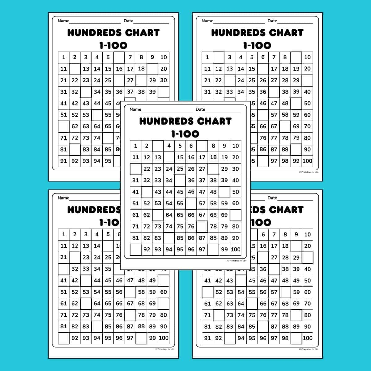Hundreds Chart With Missing Printable