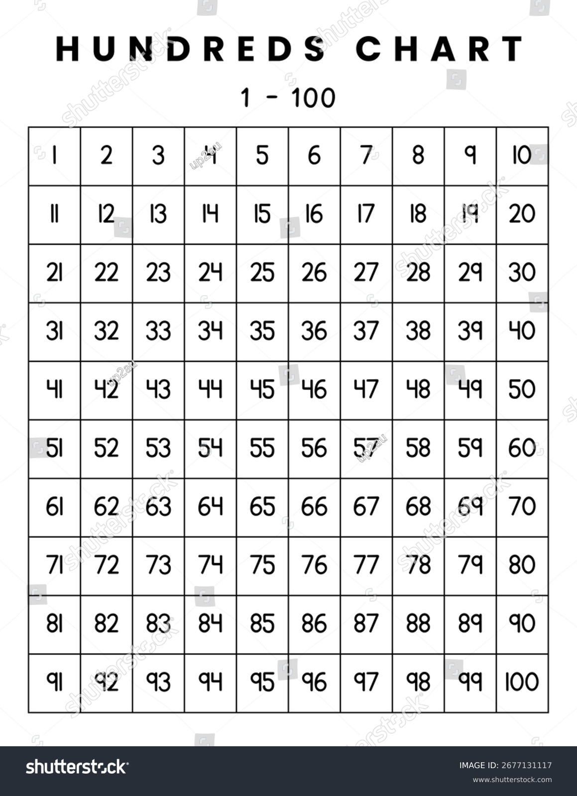 Hundreds Chart Poster Worksheet Stock Illustration 2677131117 Shutterstock Hundreds Chart Poster Worksheet Stock Illustration 2677131117 Shutterstock