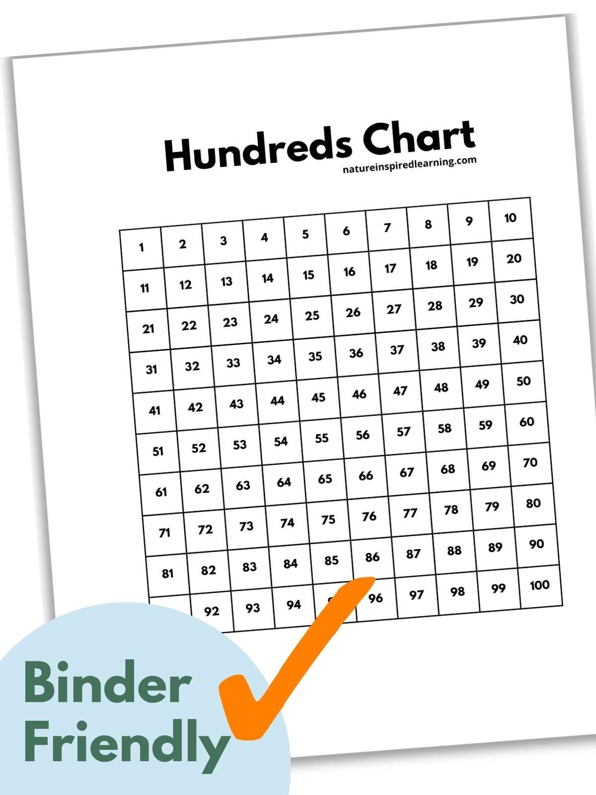 100s Number Chart Printable