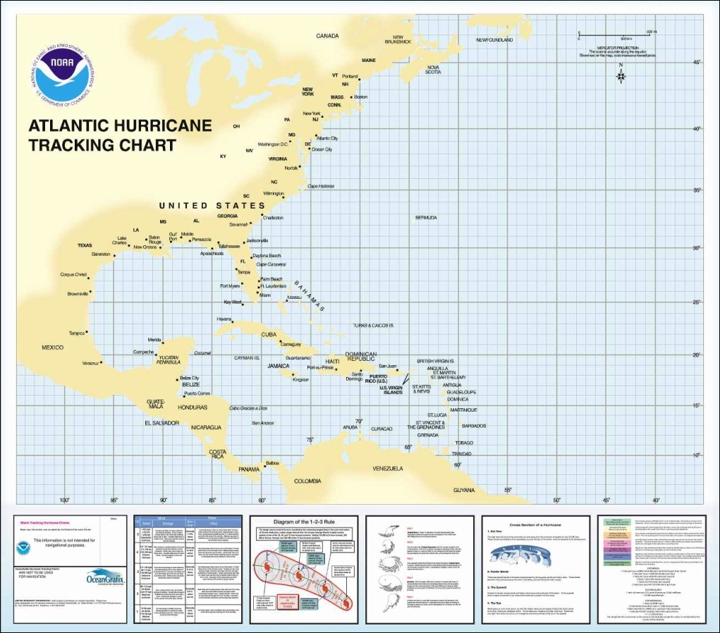 Hurricane Tracking Chart Western Atlantic By NOAA OceanGrafix