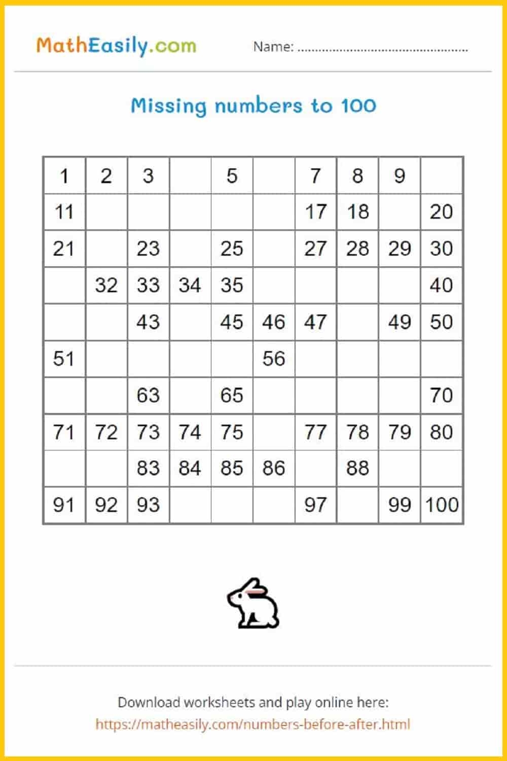 Free Printable 100 Chart Puzzles