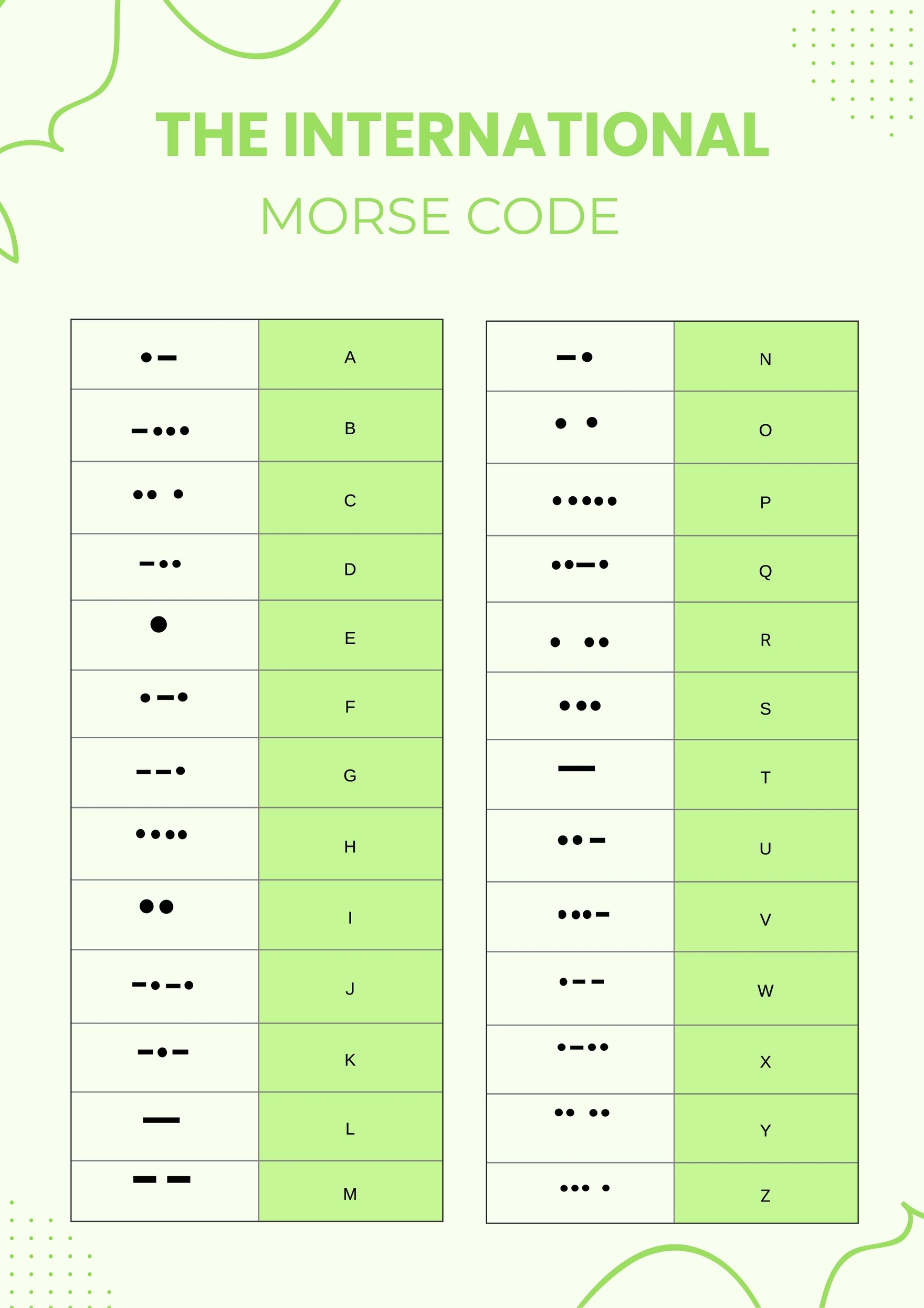Free Printable Morse Code Chart Printable Free Printable Morse Code Chart Printable