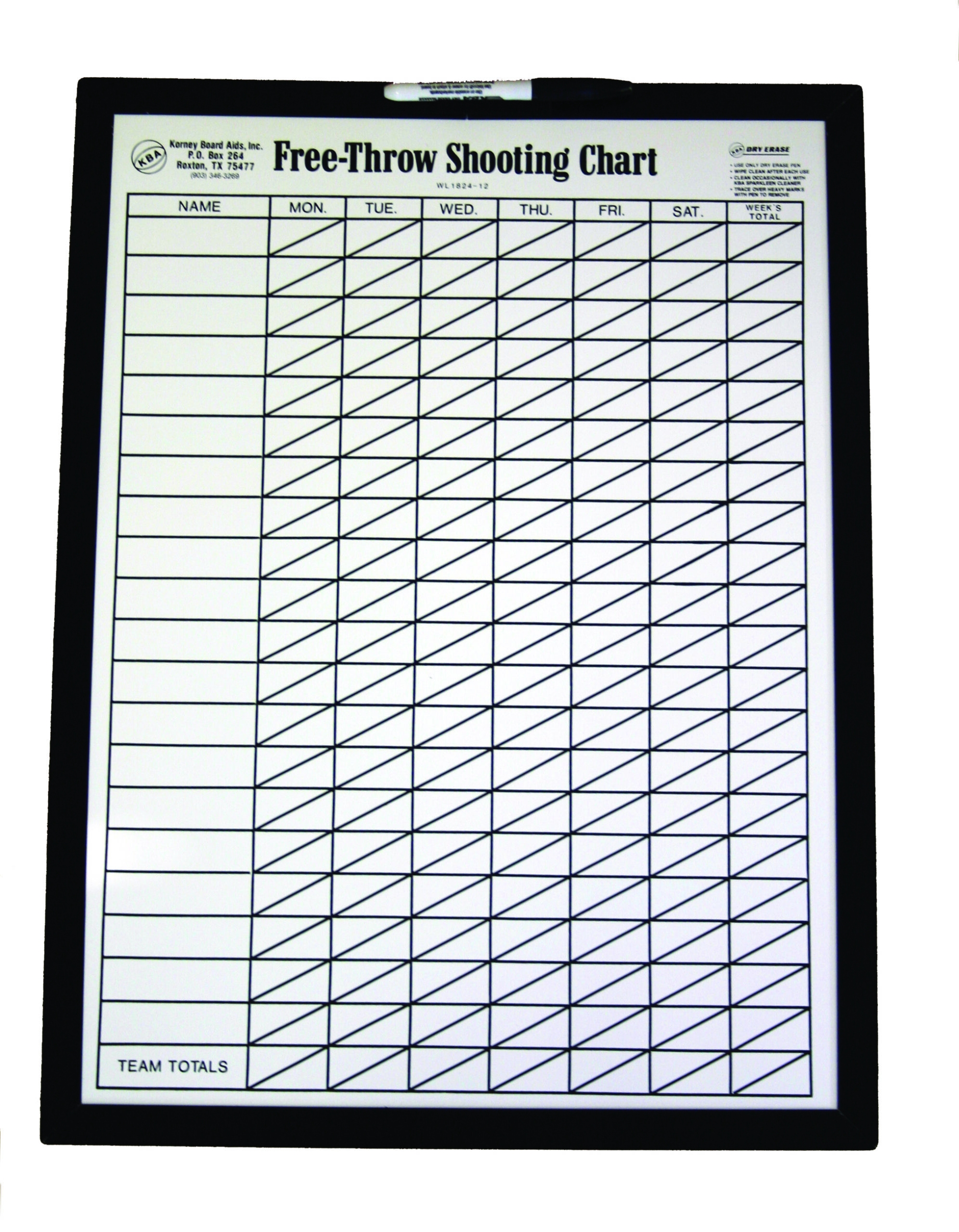 KBA Free Throw Shooting Chart Basketball Free Throw Chart KBA Free Throw Shooting Chart Basketball Free Throw Chart