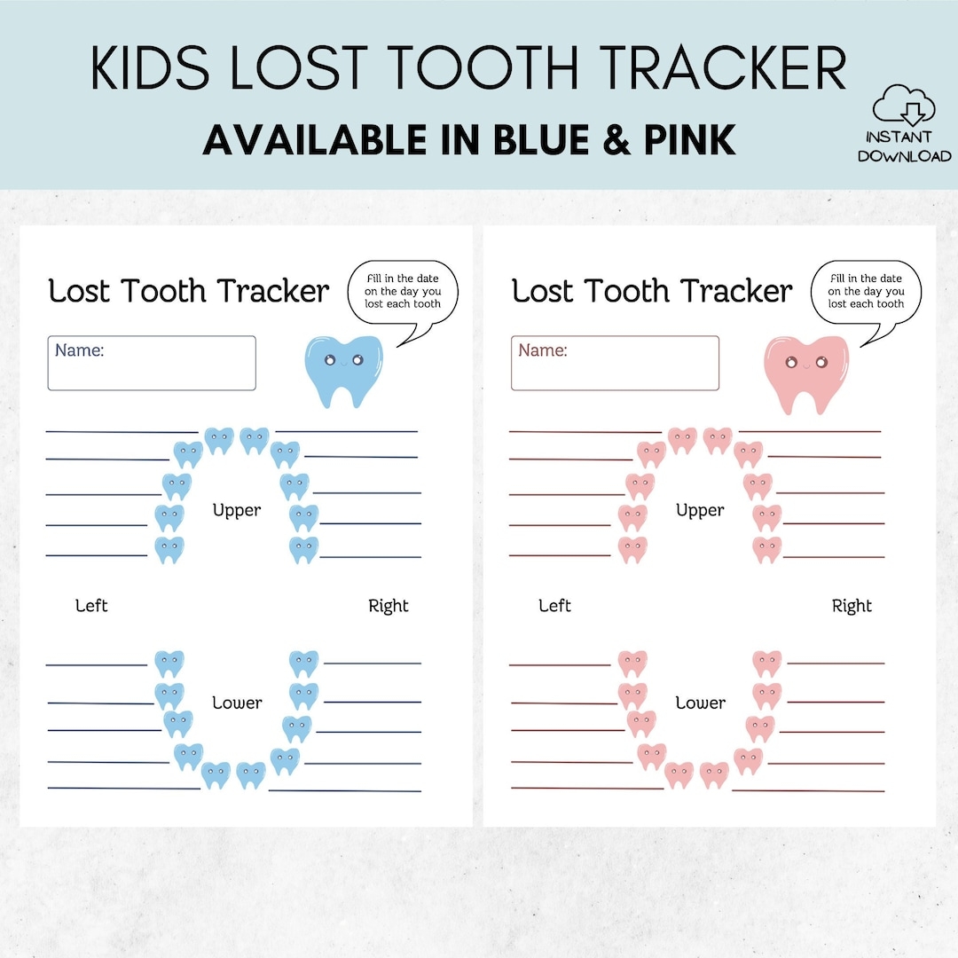 Kids Lost Tooth Tracker Children s Lost Tooth Chart Lost Tooth Tracker Printable Kids Chart instant Download Etsy