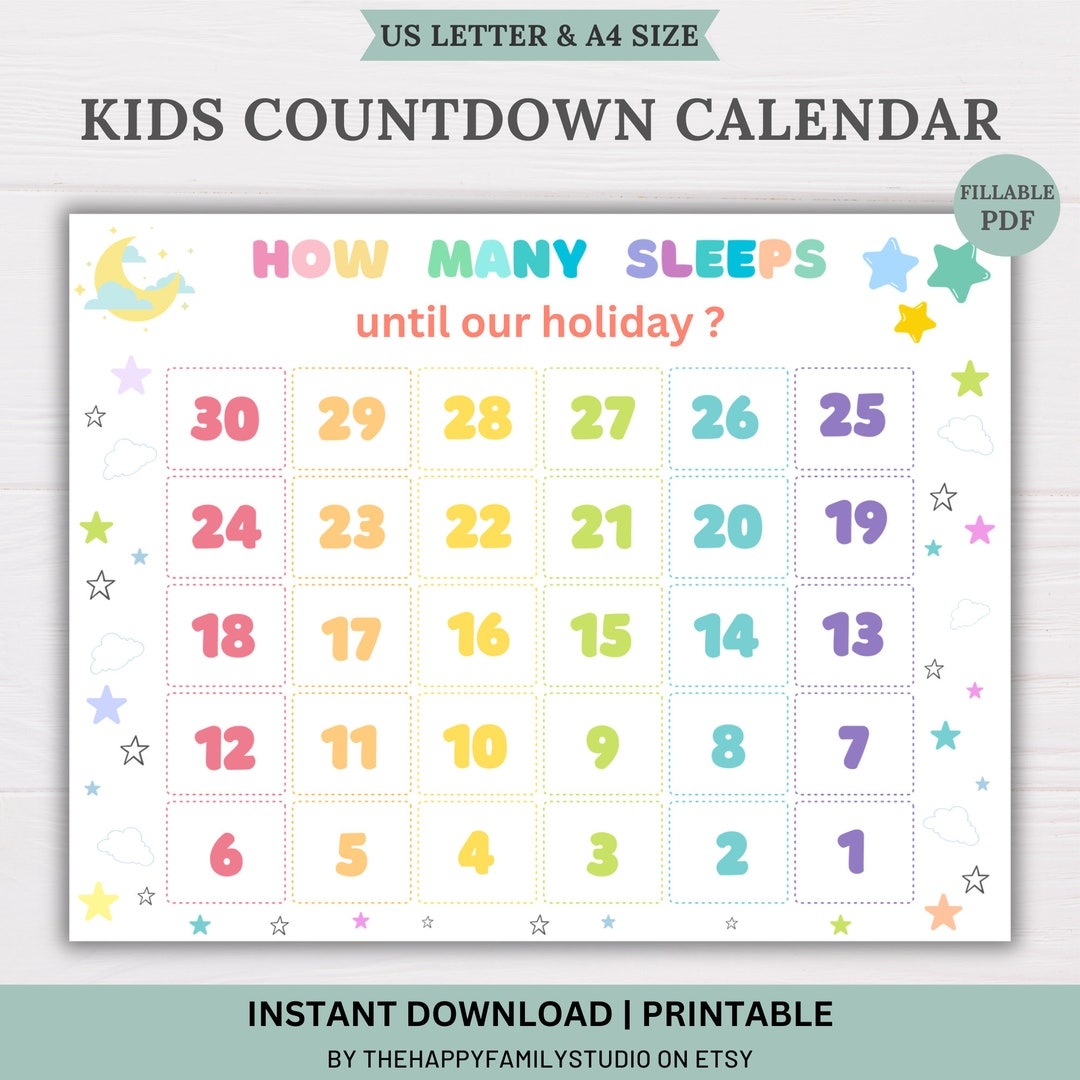 Printable Vacation Countdown Chart
