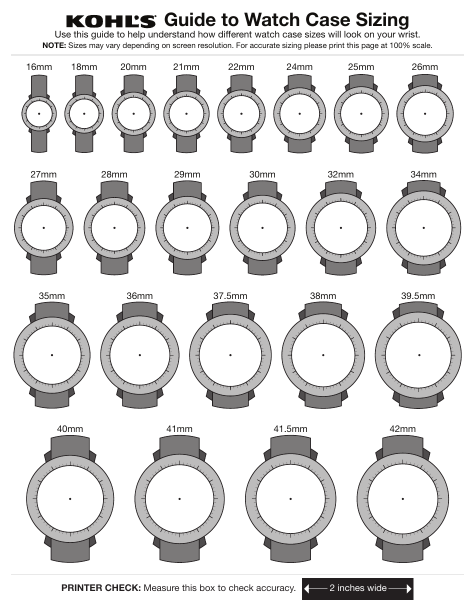 Kohl s Watch Sizing Guide Sheet Download Printable PDF Templateroller Kohl s Watch Sizing Guide Sheet Download Printable PDF Templateroller