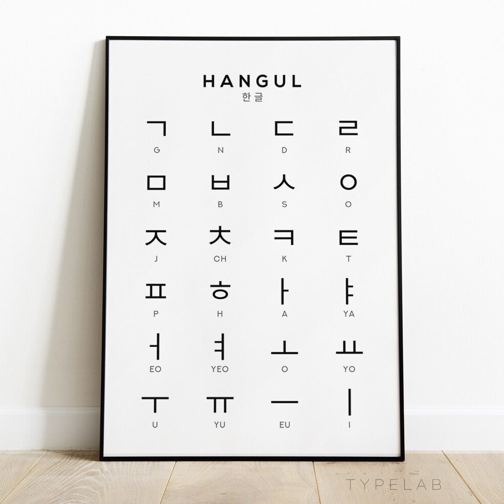 Korean Alphabet Print Hangul Language Chart Poster South Korea Wall Art EBay Korean Alphabet Print Hangul Language Chart Poster South Korea Wall Art EBay