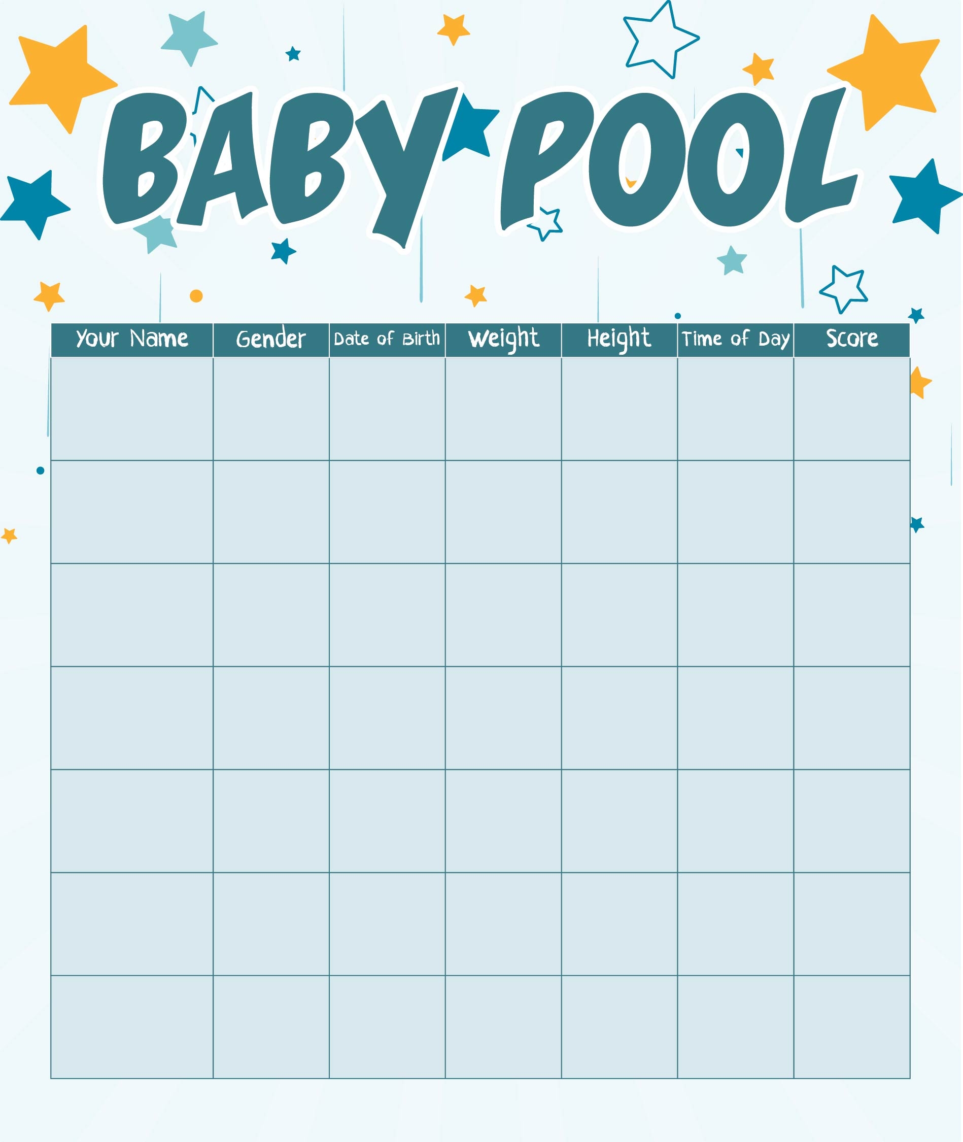 Laminated Birth Chart Baby Birth Pool Chart Erasable Guess Game For Baby Shower 22x34 Inches With Pen Office Baby Betting Pool