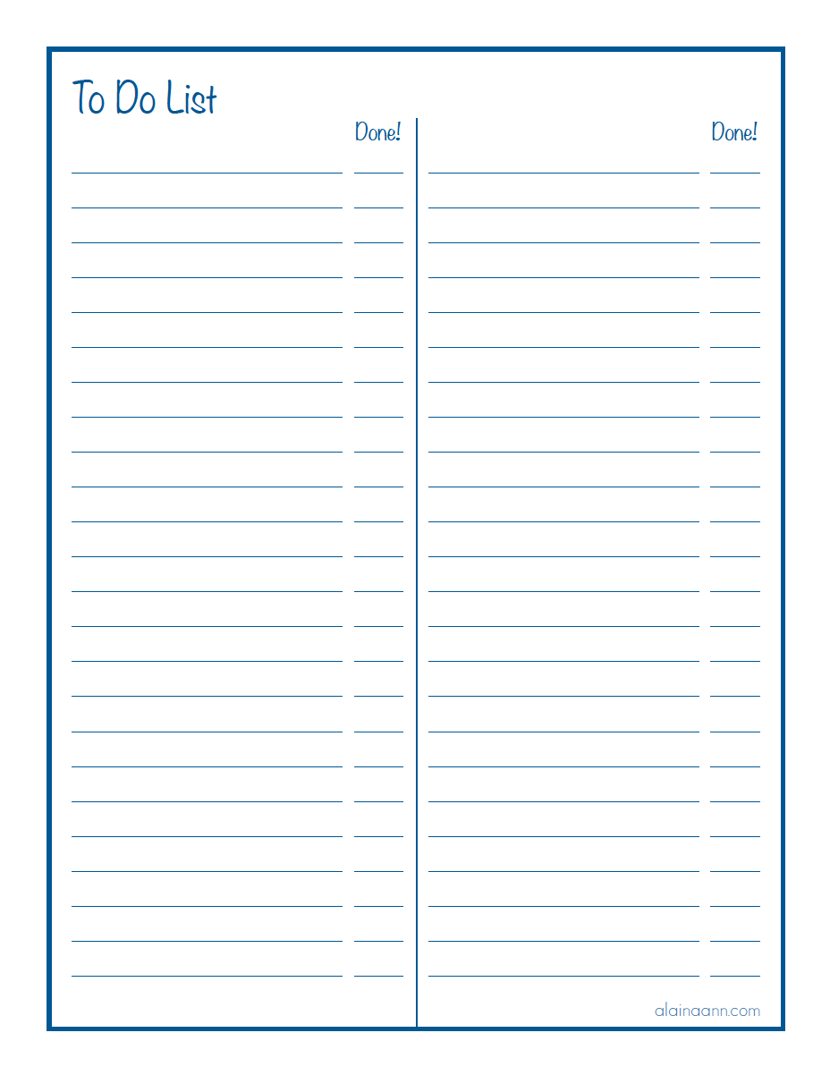 Lined Two Column To Do List Printable Alaina Ann