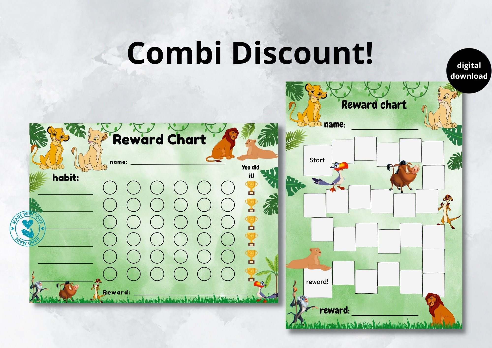 Lion King Reward Chart For Kids Jungle Reward Chart Simba Musafa Behaviour Chart Habit Tracker Printable Download Digital Etsy