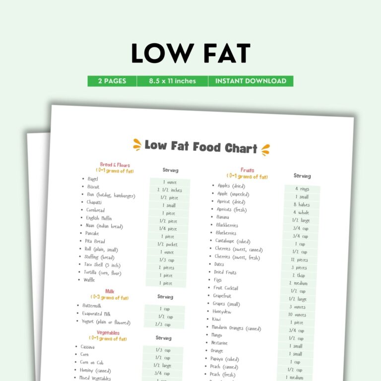 Low Fat Diet Food Chart Low Fat Foods Grocery List Shopping List Food Guide List Printable Low Fat Choices Grocery List PDF Low Fat Etsy Israel