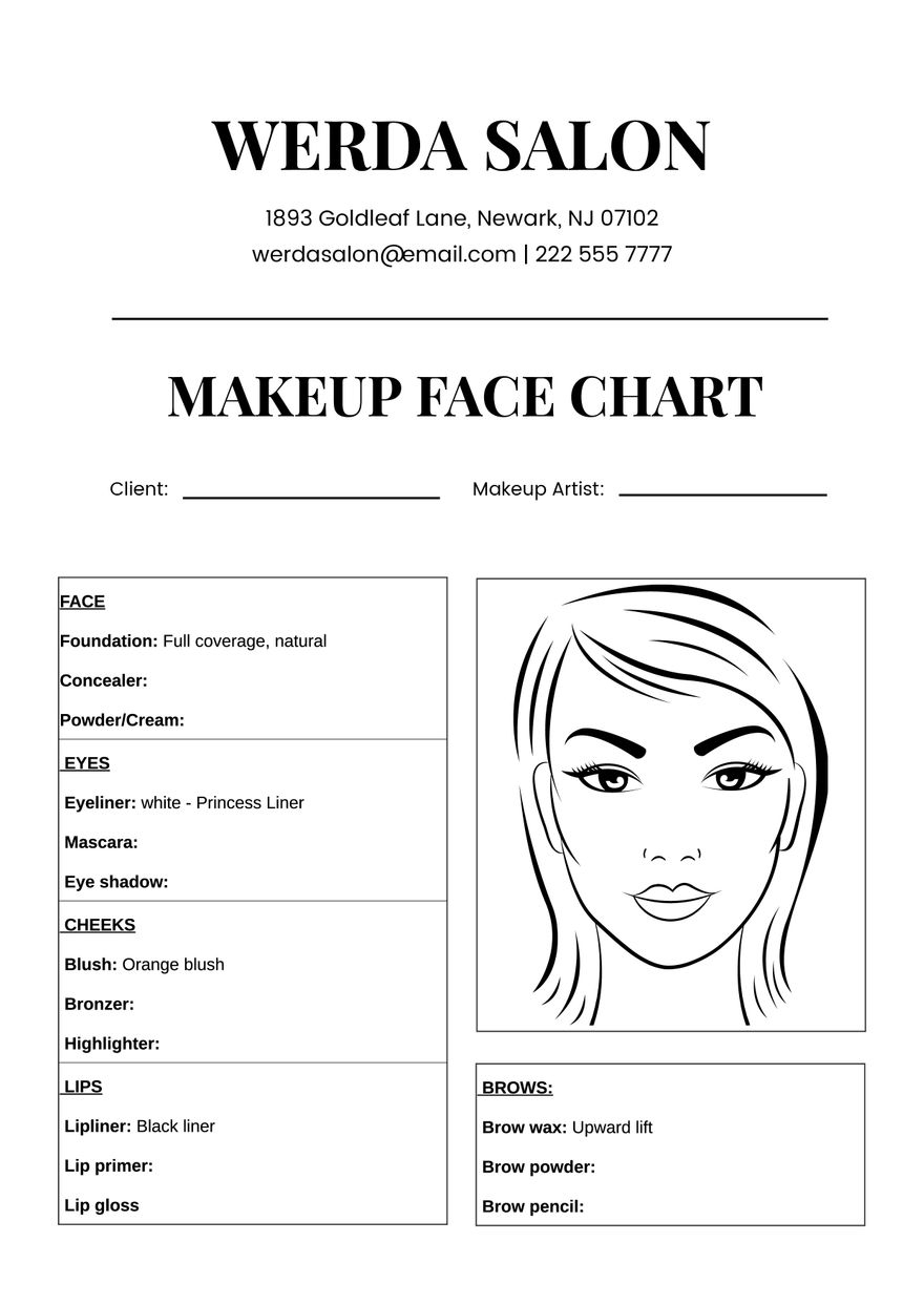 Makeup Artist Face Chart In Illustrator PDF Download Template Makeup Artist Face Chart In Illustrator PDF Download Template